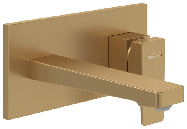 Villeroy Boch Einhebel-Waschtisch-Armatur Architectura Square 230x224x110mm Eckig Brushed Gold TVW12500300076