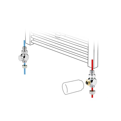 Jaga Anschlusssatz 34, Therm.-Ventil, verchr. normaler KV-W., (Dg.) Anschluss zum Boden CODE.JF2.DC.1