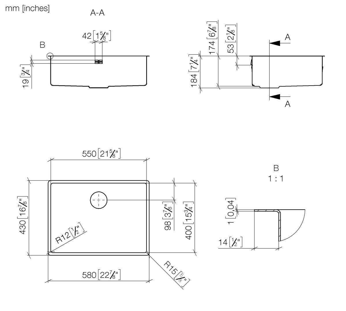 Dornbracht Einzelbecken SERIENNEUTRAL 38551003 Edelstahl 38551003-85