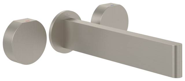 Villeroy Boch Dreiloch-Waschtischarmatur Dawn 60x220x60mm Rund Brushed Nickel Matt TVZ10600600064 Villeroy Boch Dreiloch-Waschtischarmatur Dawn 60x220x60mm Rund Brushed Nickel Matt TVZ10600600064