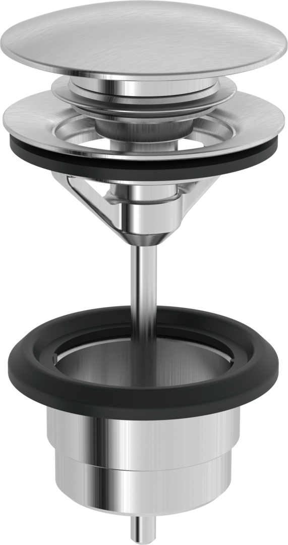 Hansa Ablaufgarnitur Push-Open HANSA 0764 Stahl gebuerstet 0764010080