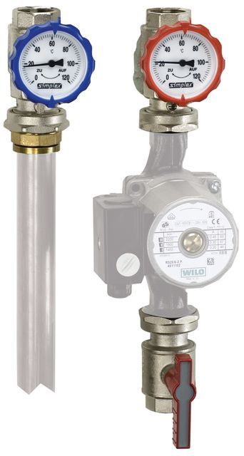 Flamco Pumpen-Arm.gruppe 3tlg. Thermom.gr. DN25 G1i PN16 MS vern. m. R.verschr. F10194