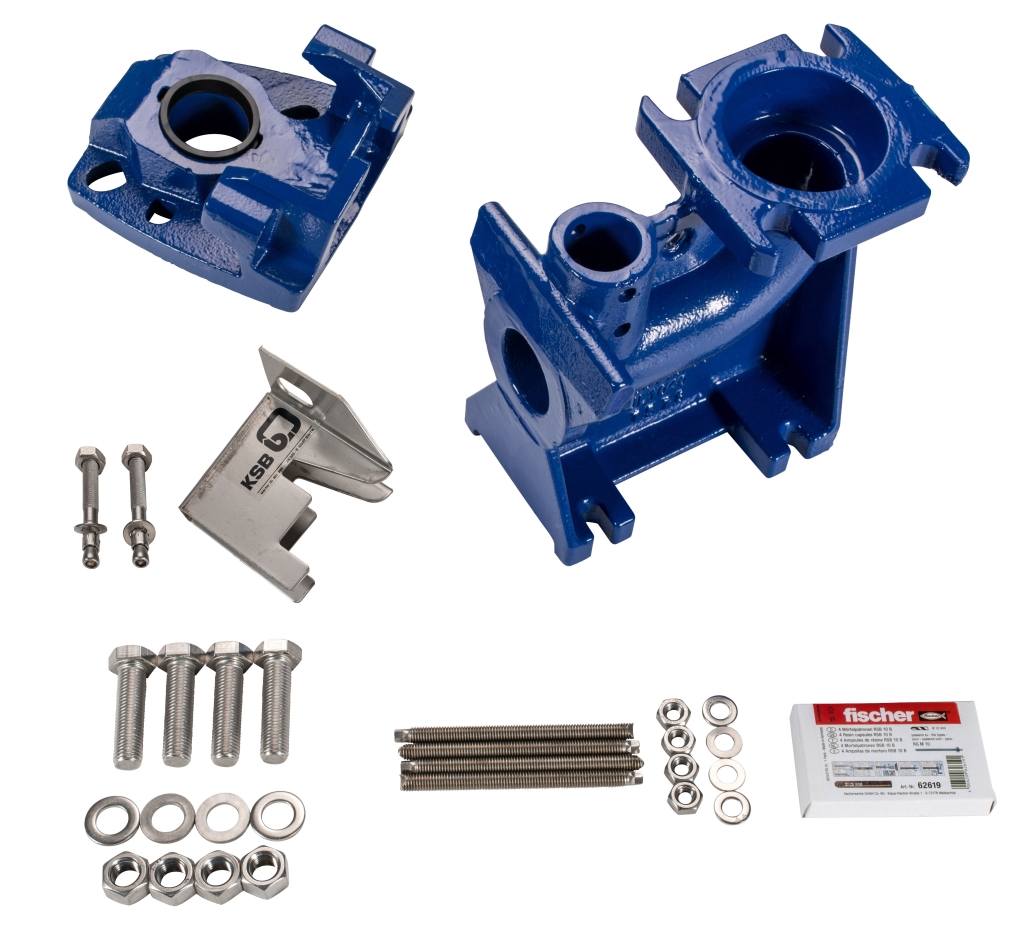 KSB Flanschkruemmer mit Fuss Stangenfuehrung, DN 50, schraege Halterung 39022207 KSB Flanschkruemmer mit Fuss Stangenfuehrung, DN 50, schraege Halterung 39022207