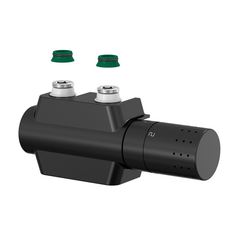 Flamco Ventilhahnblock Variodesign Einrohr mit Th.-Kopf TC-D1 und Blende, schwarz F12167