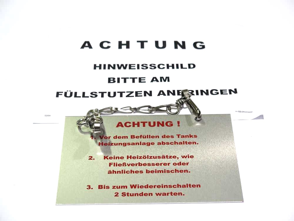 WINDHAGER HINWEISSCHILD auf normales Kop Hinweisschild fuer Tankvorgang MIRA 043041