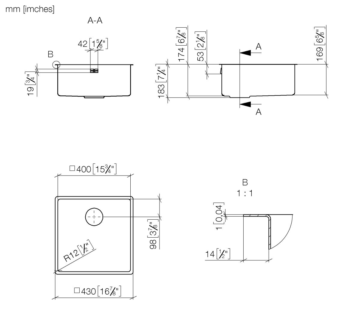 Dornbracht Einzelbecken SERIENNEUTRAL 38400003 Edelstahl 38400003-85