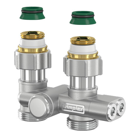Flamco Einrohr-Umlenkst. Durchg. m. Absperr. G3/4i x G3/4a m. Nippel u. Konus F10465