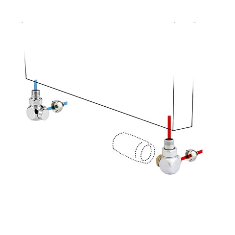 Jaga Anschlusssatz 35, Therm.-V. Kopf AW normaler KV-W., (D-Eck) Anschl. z. Wand, CODE.JH2.AW.1
