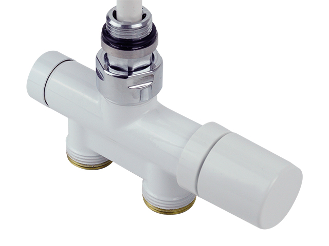 PURMO Armatur fuer Badheizkoerper 50 mm Eck RAL 9016, fuer Figuresse Slim AZ1XTPAGVVSLIMN