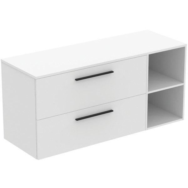 Ideal Standard Moebel-Set 140cm i.life B 2 Auszuege 2 off.Faecher Gr.Schwarz Weiss matt T5760DU