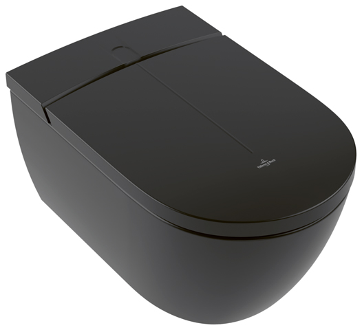 Villeroy Boch Dusch-WC ViClean I-200 ViClean-I200 385x595mm Oval Pure Black CeramicPlus V0E200R7