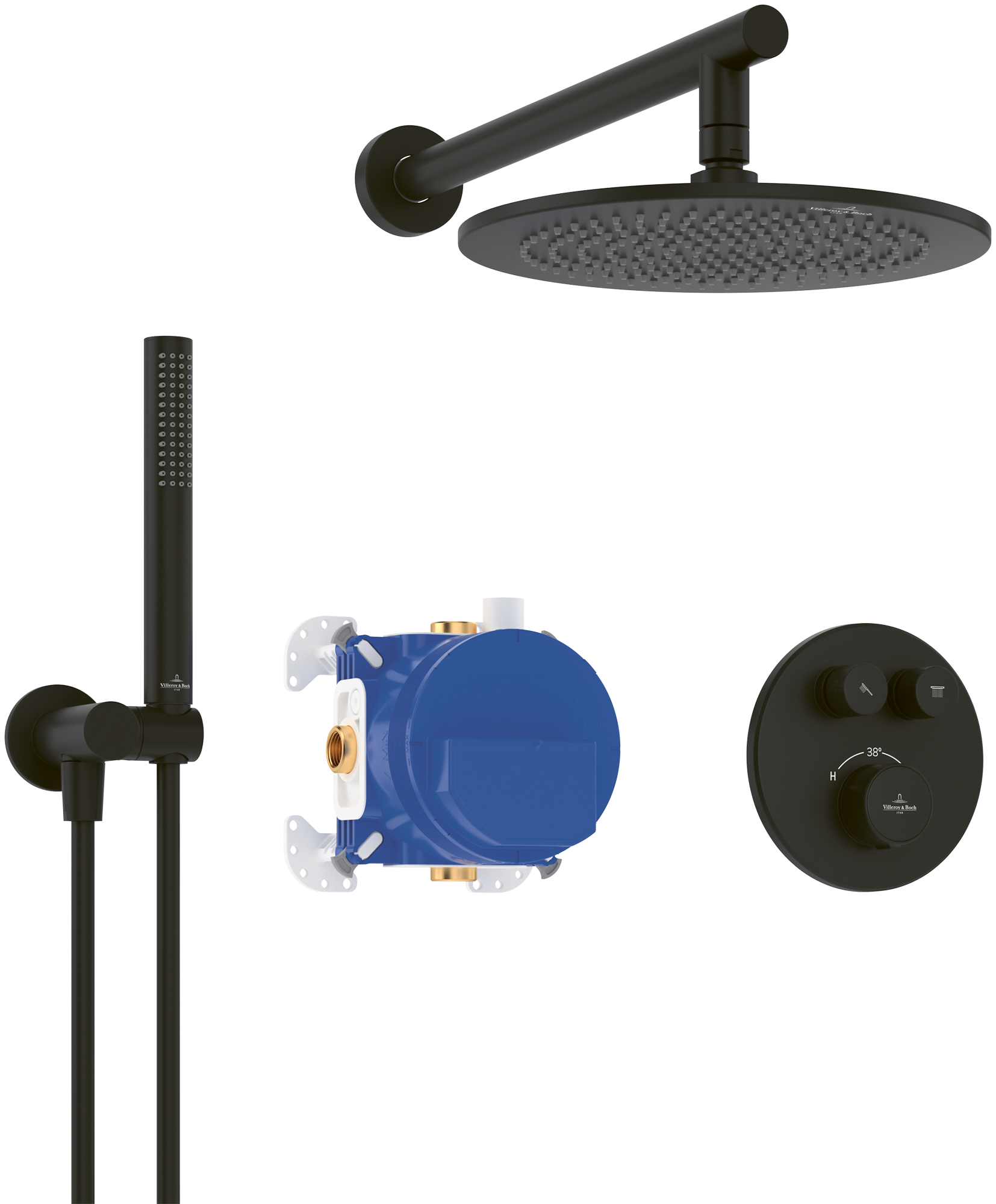 Villeroy Boch Duschsys Universal Taps TVZ000106000 325x586x1221mm Ru. Matt Black TVZ000106000K5