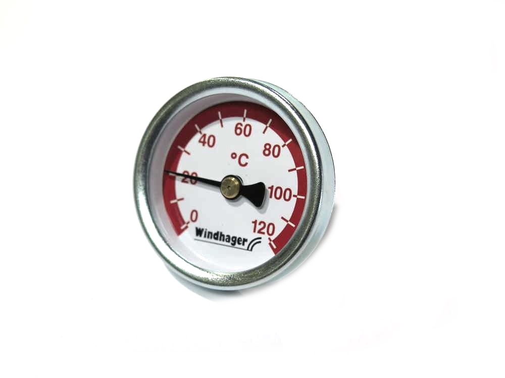 WINDHAGER THERMOMETER ROT D50 04/2010 Zeiger-Thermometer D50mm Vorlauf "rot" z 012148