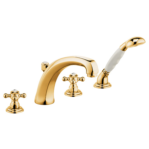 KLUDI 1926 4-Loch WFB- Armatur hoher Auslauf Ausl.220mm vergoldet 515244520 KLUDI 1926 4-Loch WFB- Armatur hoher Auslauf Ausl.220mm vergoldet 515244520