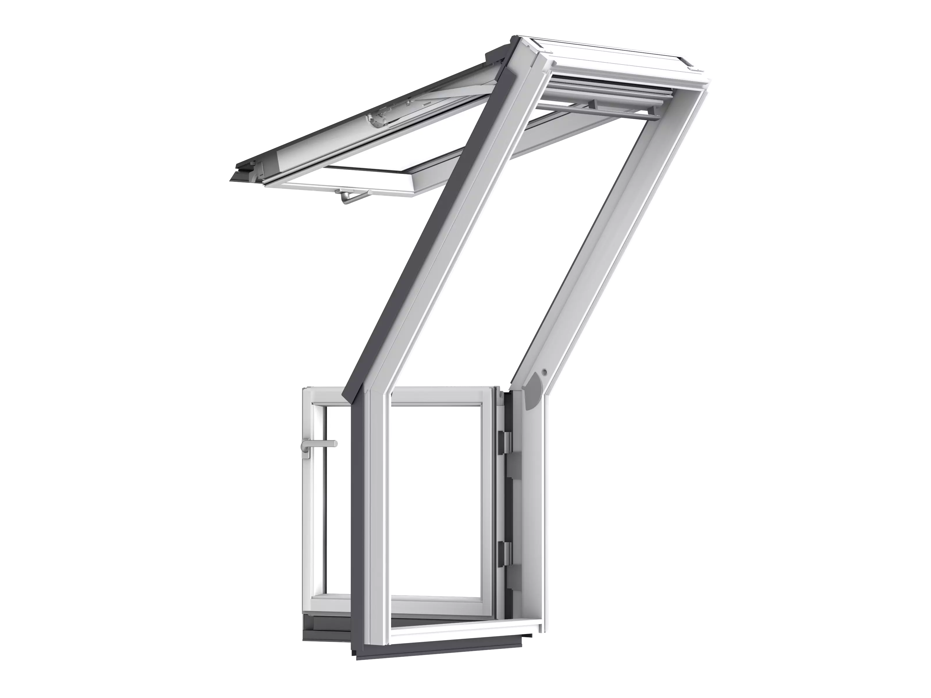 Dachterrasse, Tuer links weiss lack EN. PLUS Alu 78x109 VEA M35 2065