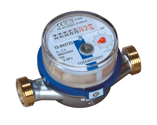 Flamco ETW-EAV Wasserzaehler Q3=2,5m3/h 80mm Standard-Wohnungs-Wz warm vernickelt M1270611B3
