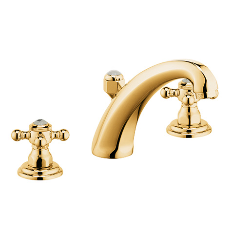 KLUDI 1926 Waschtischarmatur Ablaufgrt. Ausl.140mm Dreiloch vergoldet 510434520