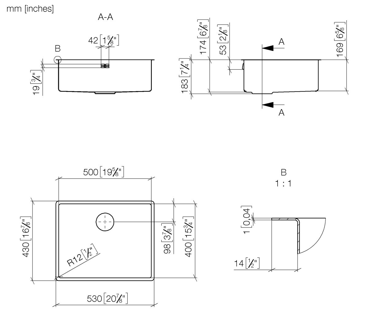 Dornbracht Einzelbecken SERIENNEUTRAL 38500003 Edelstahl 38500003-85