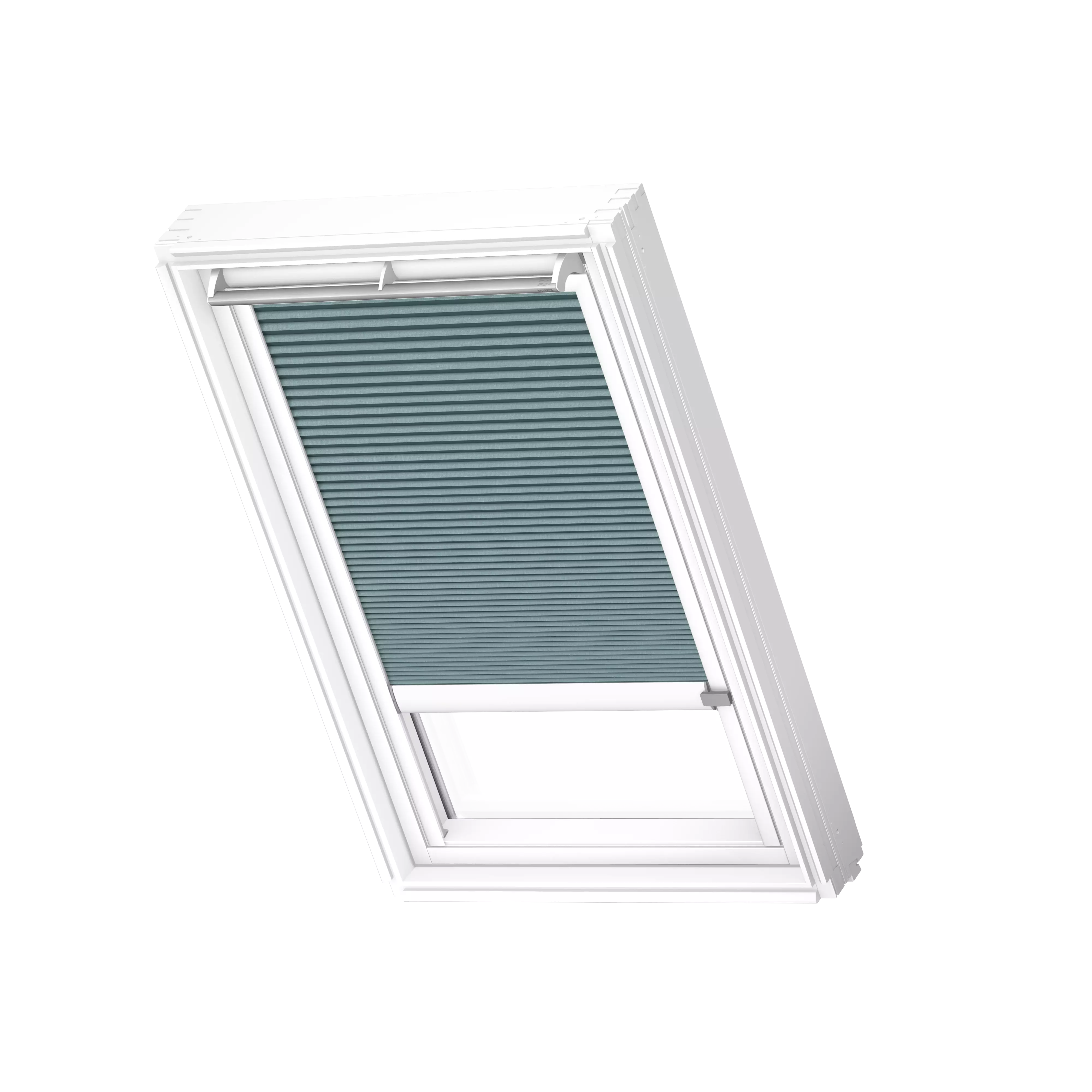 VELUX Wabenplissees elektro Petrol, weisse Schiene, Premium FMC MK10 1173KWL