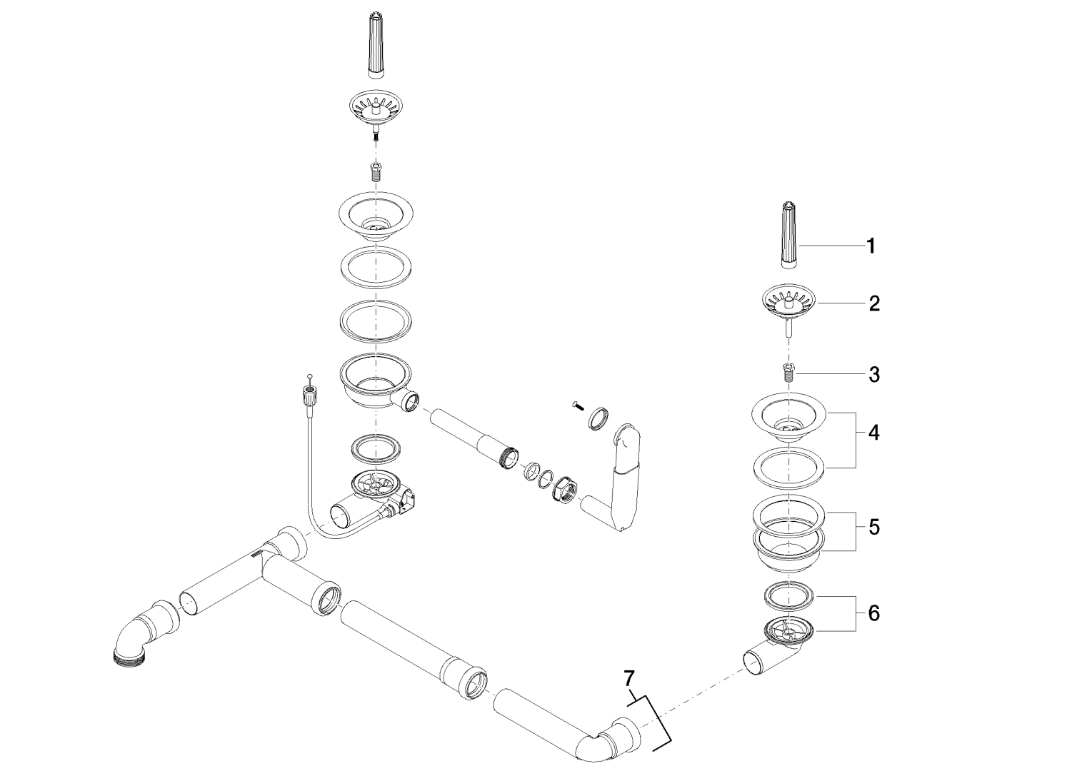 Dornbracht Ablaufgarnitur ERSATZTEILE 04110100800 Edelstahl gebuerstet 04110100800-86
