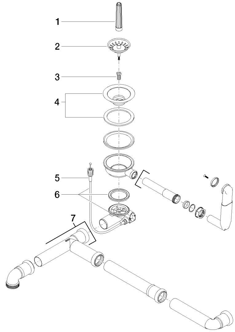 Dornbracht Ablaufgarnitur ERSATZTEILE 04110101000 Edelstahl gebuerstet 04110101000-86