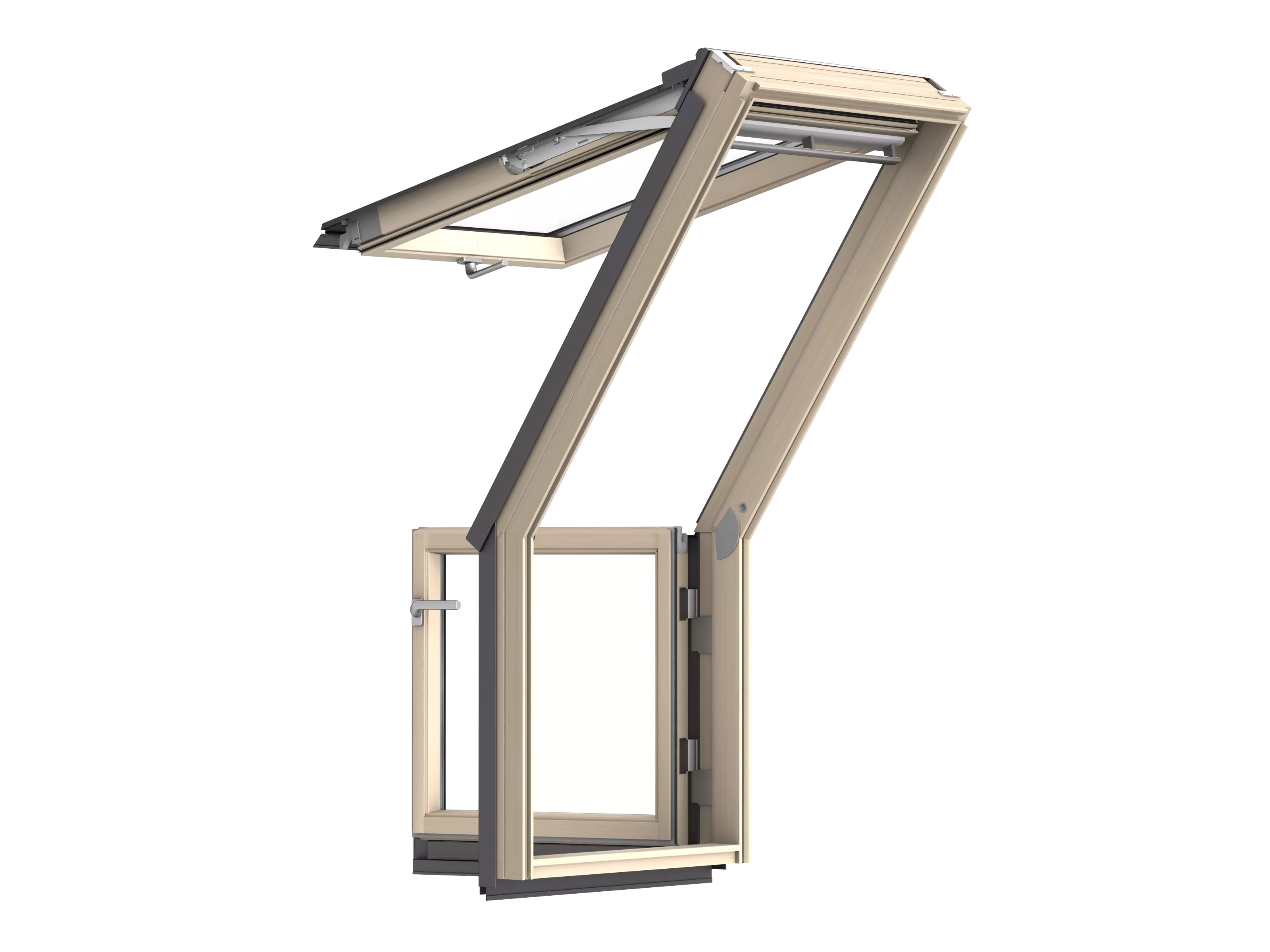 Dachterrasse, Tuer links klar lack EN. PLUS Alu 78x109 VEA M35 3065
