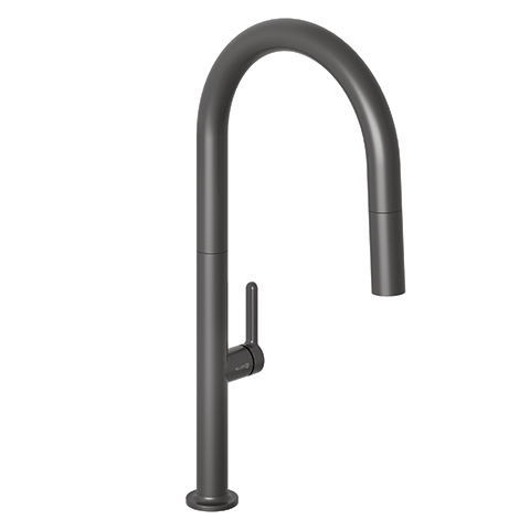 KLUDI AUREA Spueltisch-Einhandmischer herausz. Geschirrbrause Tiefmattschwarz 558526675