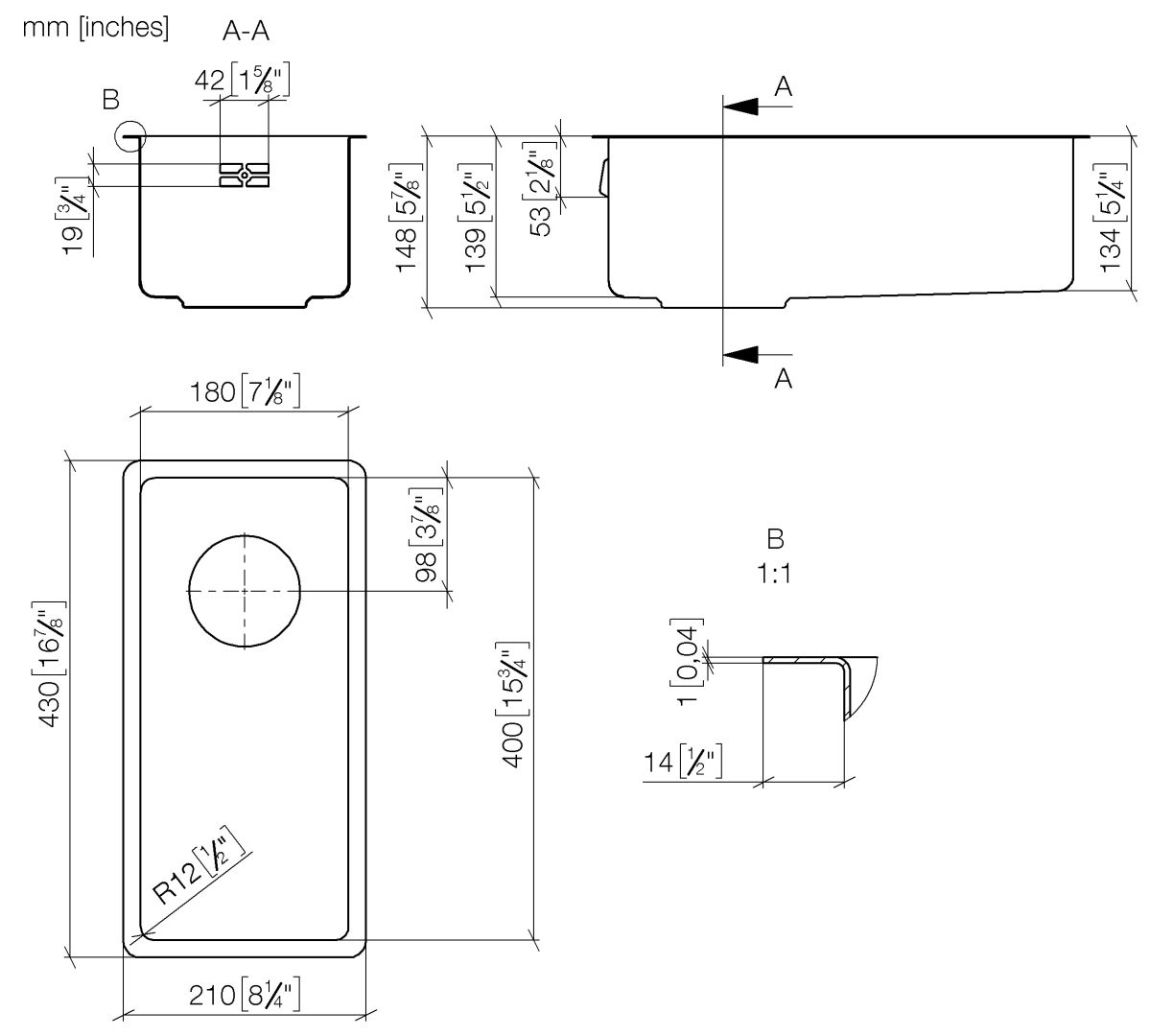 Dornbracht Einzelbecken SERIENNEUTRAL 38180003 Edelstahl 38180003-85