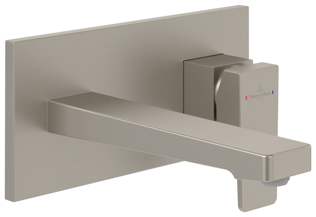 Villeroy Boch Einhebel-Waschtisch-Arm. Architectura Square 230x224x110mm Eckig Brushed Nickel Matt TVW12500300064