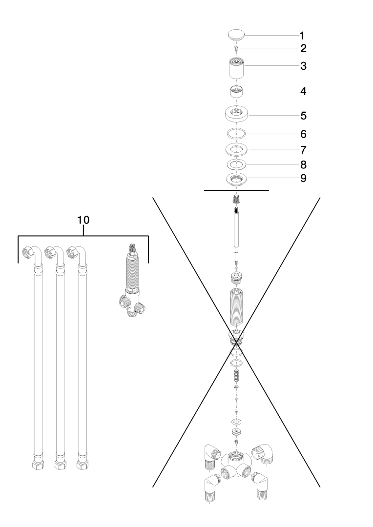 Dornbracht 2-Wege-Umstlg. f.W.-randmont. SERIENSPEZIFISCH 29140979 Chrom 29140979-00