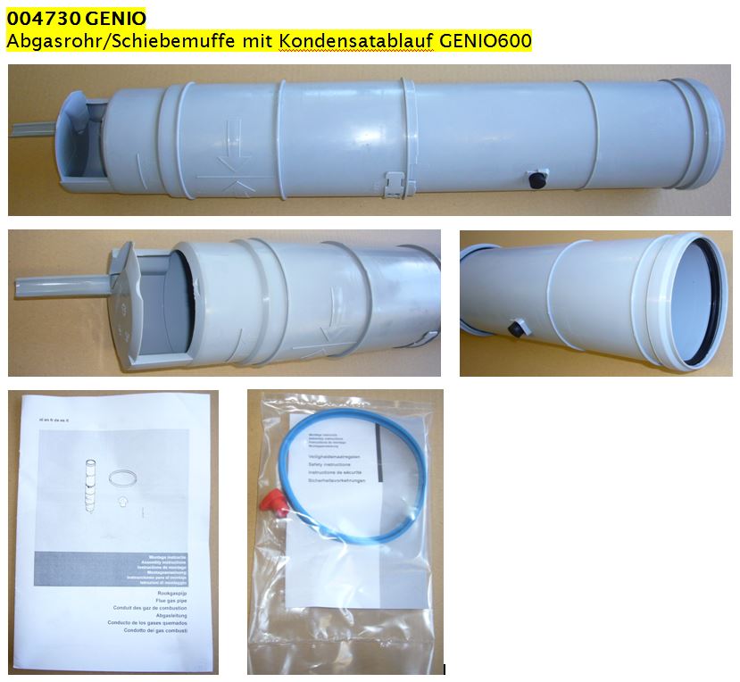 WINDHAGER Abgasrohr/Schiebemuffe mit Kon Abgasrohr/Schiebemuffe mit Kondensatabla 004730