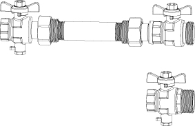 HEIMEIER Anschlussset fuer FBH-Verteiler DN20, f. Waermemengenzaehler, Durchgangsf. 9339-04.830