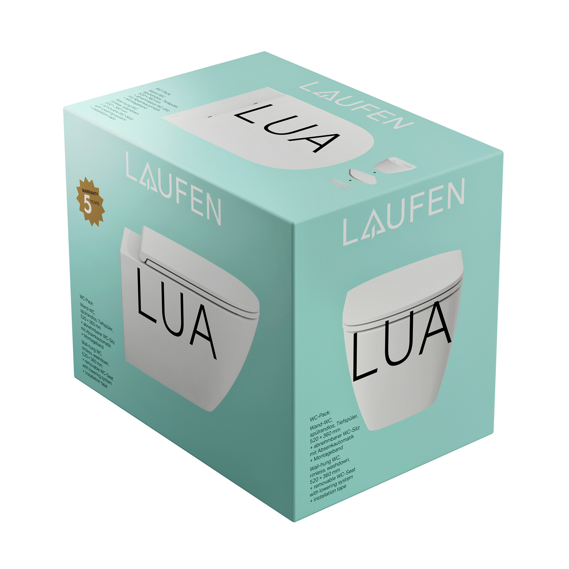Laufen Pack T-WC wandh.+Sitz LUA 520x360 spuelrandlos verd. Befestigung, weiss H8660800000001 Laufen Pack T-WC wandh.+Sitz LUA 520x360 spuelrandlos verd. Befestigung, weiss H8660800000001