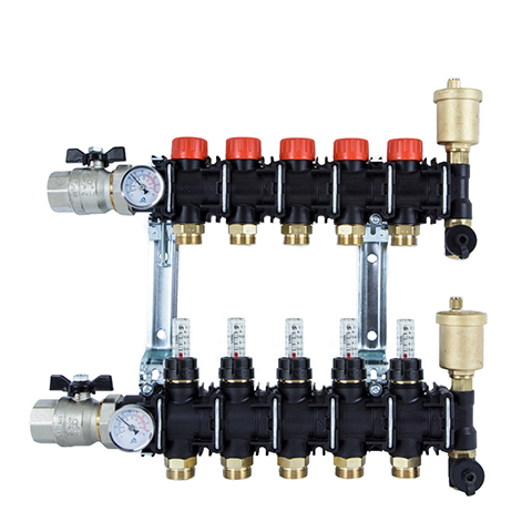 Flamco Heizkreis-Verteiler K9000TP 10 Kreise 3/4"EK, Kunststoff, Flamcoowmeter 1-4L C321018001