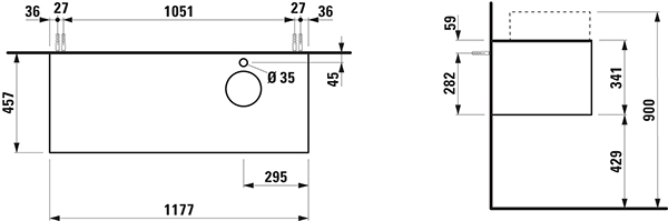 Laufen WTU SONAR 457x1177x341 Aus re+Hl. P/P 1Schubl fWT H812340/1/2/3 kupfer+nero m. H4054270341411 Laufen WTU SONAR 457x1177x341 Aus re+Hl. P/P 1Schubl fWT H812340/1/2/3 kupfer+nero m. H4054270341411