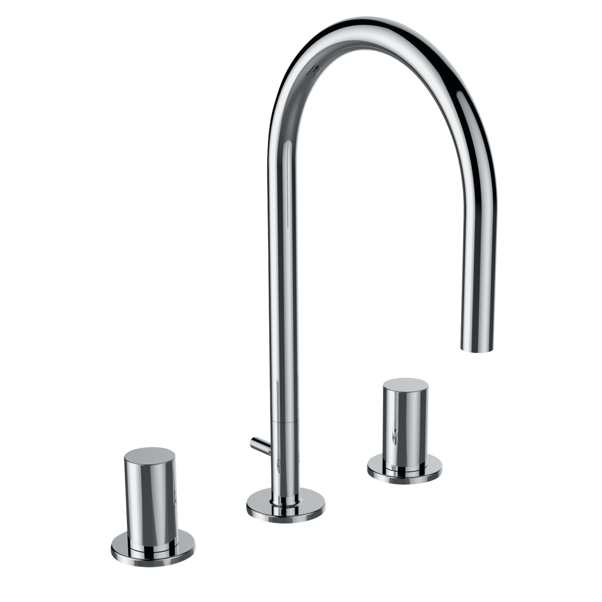 Laufen 3-Loch WT-Mischer K-LAUFEN Schwenk auslauf 166 mm mit Ablaufventil chrom H3123330042211