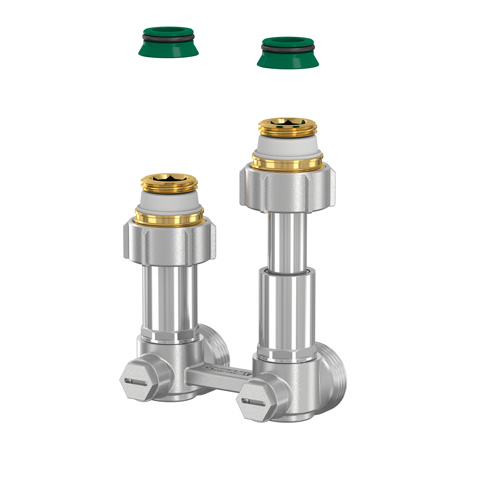Flamco Hahnblock EXCL. Eck Teleskop ET/50 G3/4i x G3/4a MS vern. m.Nippel,Konus F10086