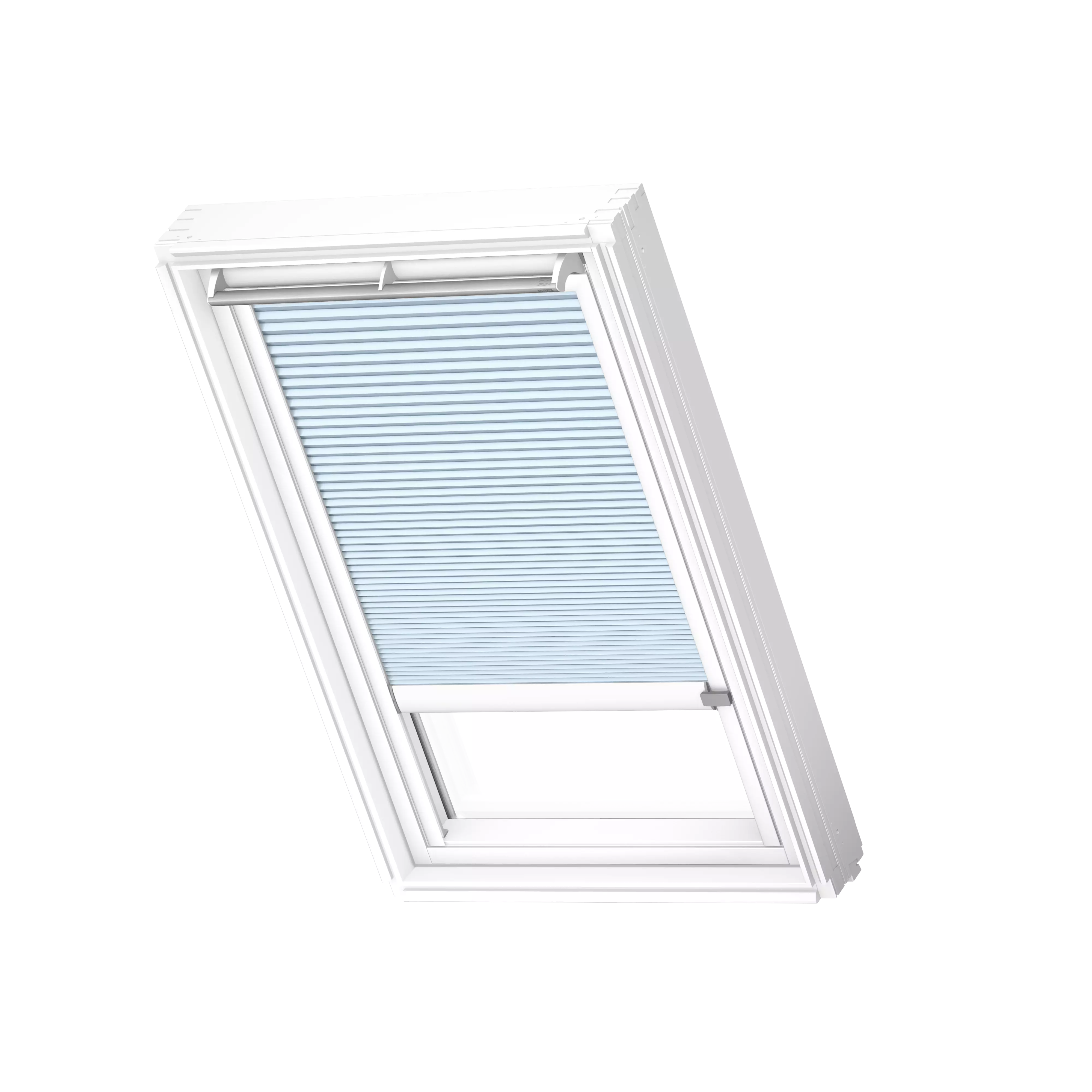 VELUX Wabenplissees elektro Gletscherblau, weisse Schiene, Premium FMC MK10 1169KWL VELUX Wabenplissees elektro Gletscherblau, weisse Schiene, Premium FMC MK10 1169KWL