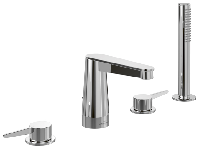 Villeroy Boch Vierloch-Badewannenrandarmatur Conum 455x165x124mm Rund Chrom TVT12700200061 Villeroy Boch Vierloch-Badewannenrandarmatur Conum 455x165x124mm Rund Chrom TVT12700200061