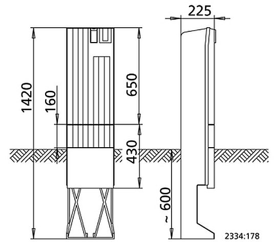 KSB Freiluftsaeule Baureihe 142 IP44 mit Sockel, DIN 43629, GF-Polyester 19071911