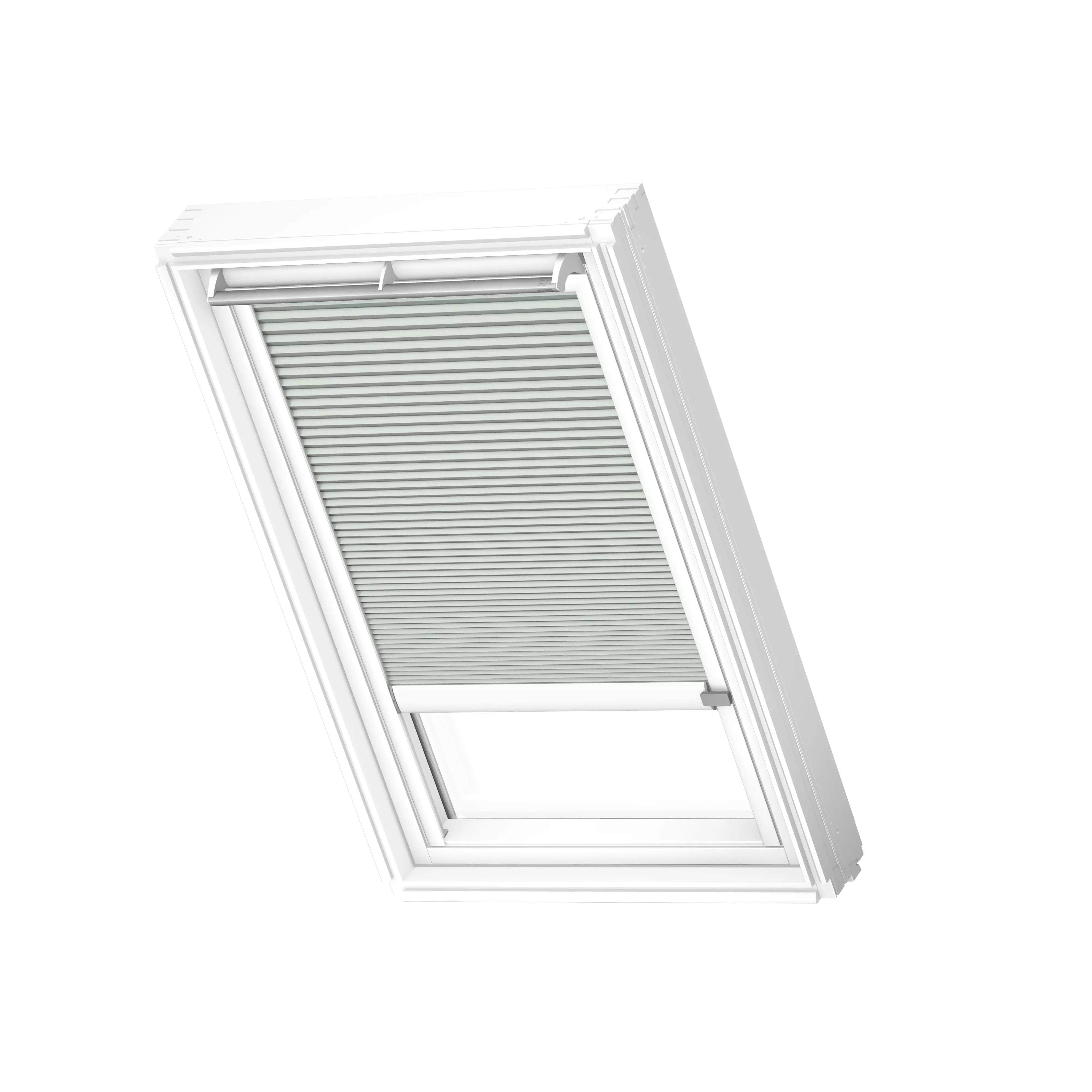 VELUX Wabenplissees elektro Blassgruen, weisse Schiene, Premium FMC MK10 1168KWL