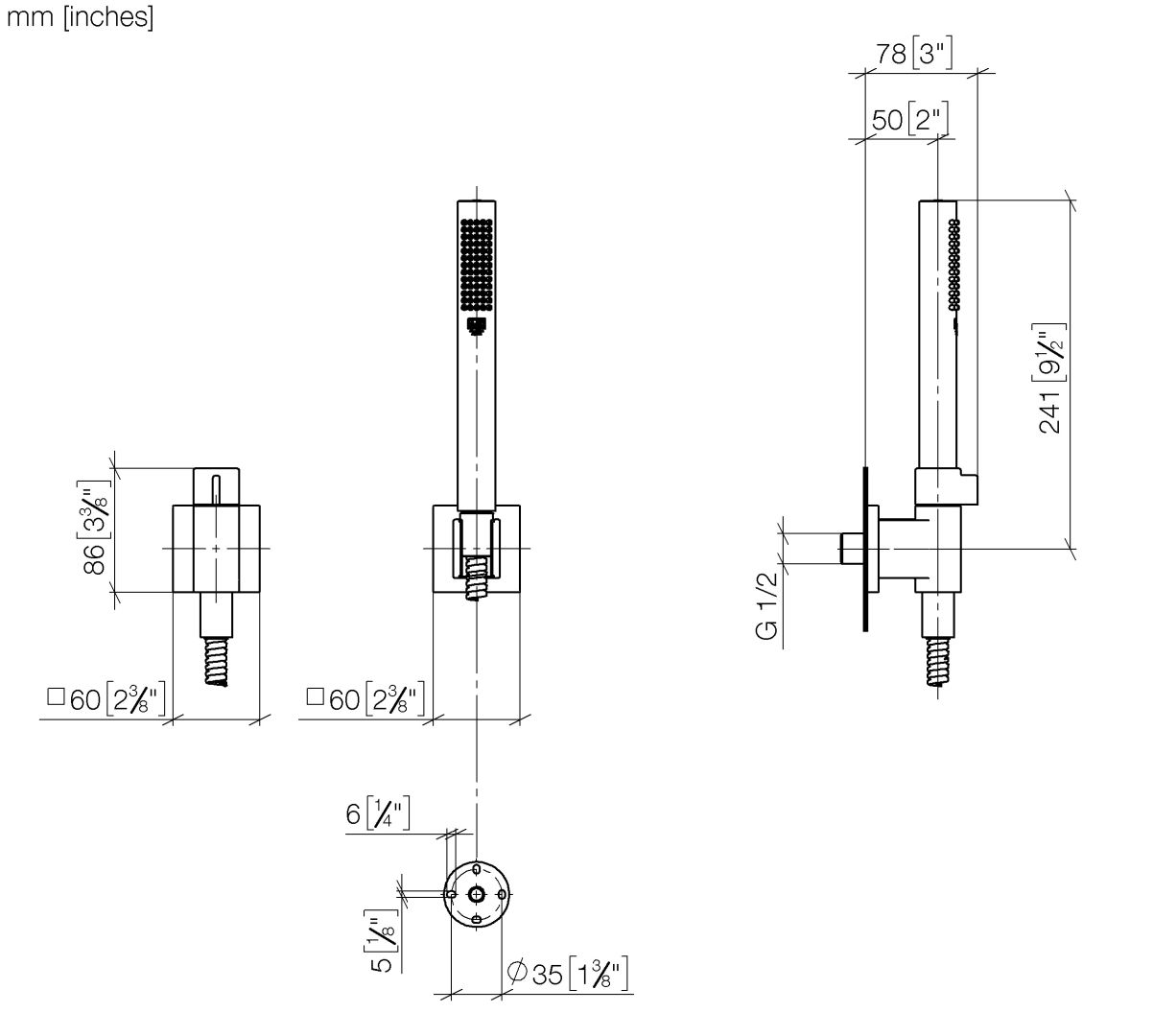 Dornbracht Schlauchbrausegarn. m.Einzelros. 27809985 Dark Chrome (DF red.) 27809985-190010