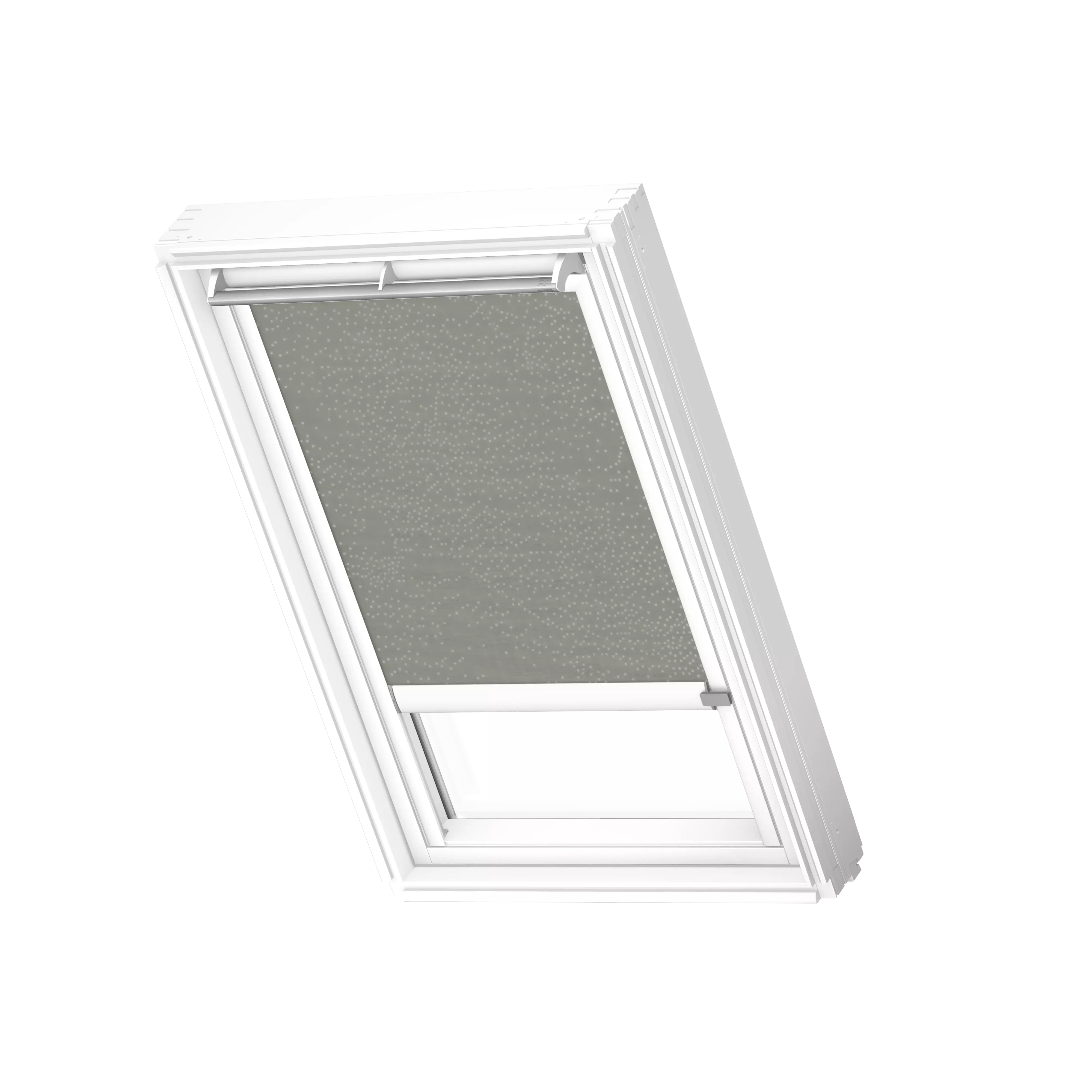 VELUX Sichtschutz-Rollo solar Olivebeige gepunktet, weisse Schiene, Premium RSL M31 4165KWL