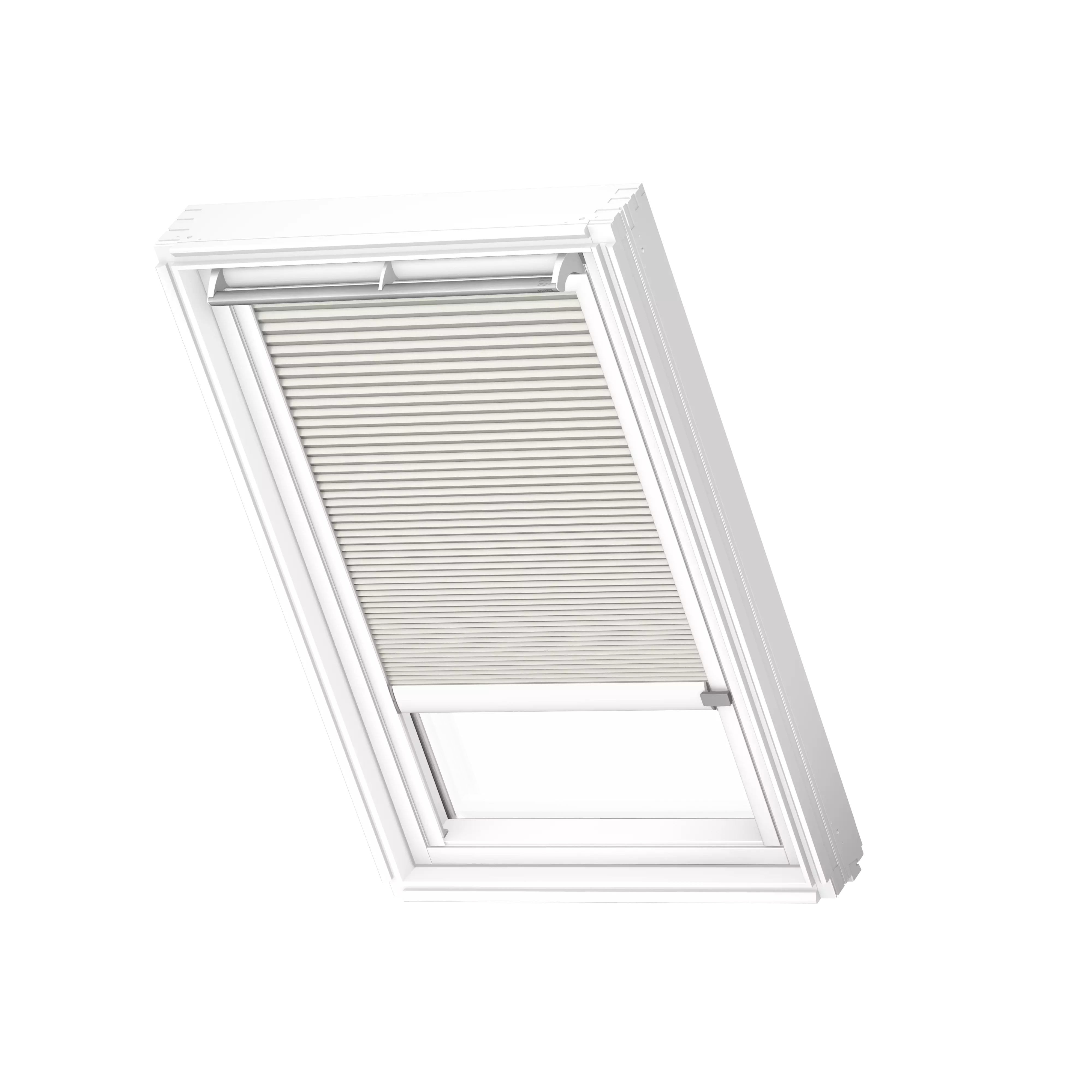 VELUX Wabenplissees elektro Lichtgrau, weisse Schiene, Premium FMC P04 1172KWL