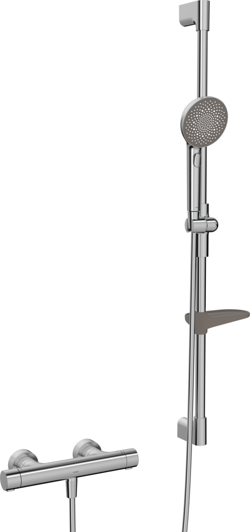 Hansa Brausebatt. m. Brausegarnitur, 3-str. HANSAPRISMA 4813 Stahl-gebuerstet H=970 4813043180