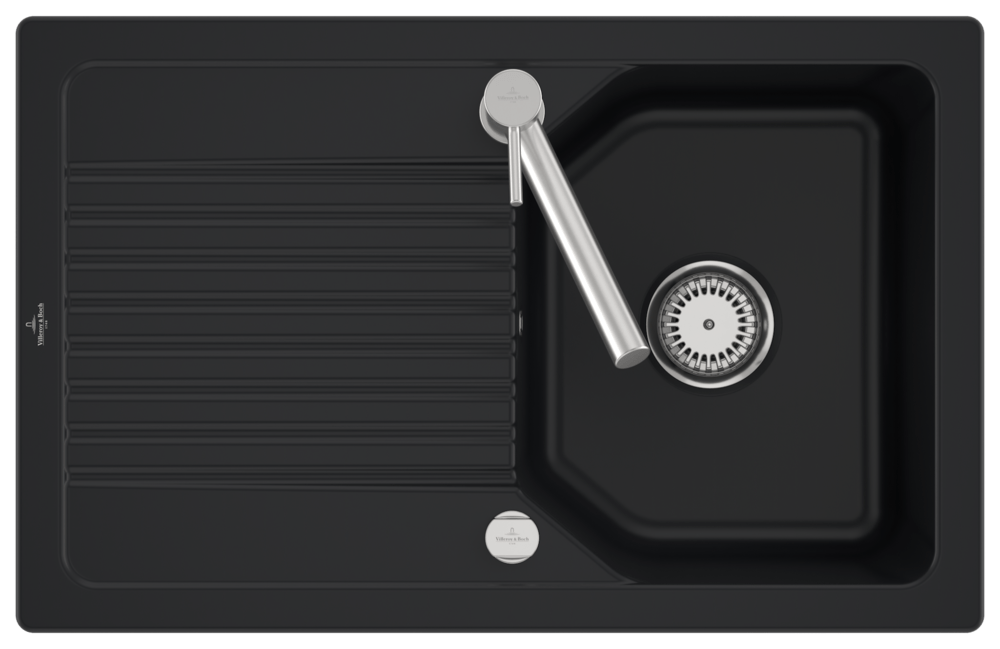 Villeroy Boch flaechenbuendige Spuele Linara 45 Flat 33842F 780x490mm Rechteck Pure Black 33842FR7