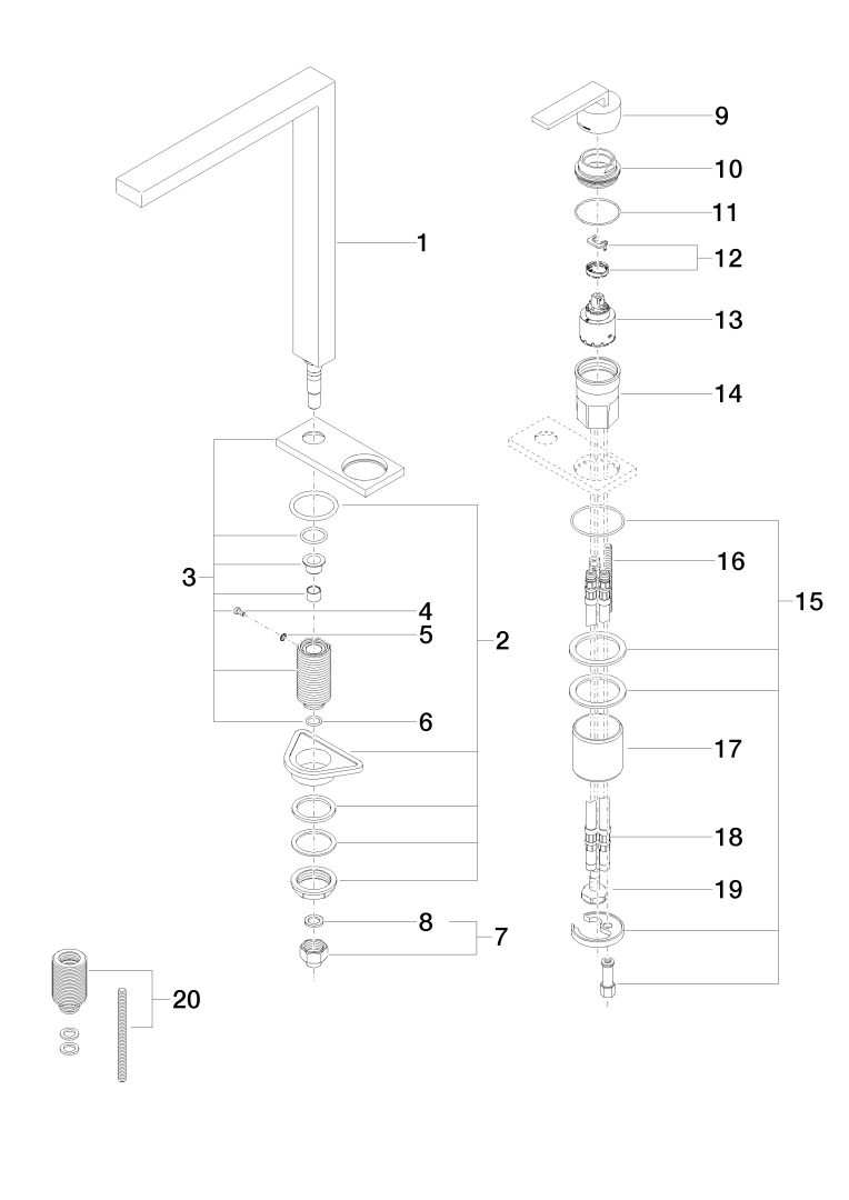 Dornbracht 2-Lochbatt. mit Abdeckplatte LOT 32843680 Champagne gebuerstet (22kt Gold) 32843680-46