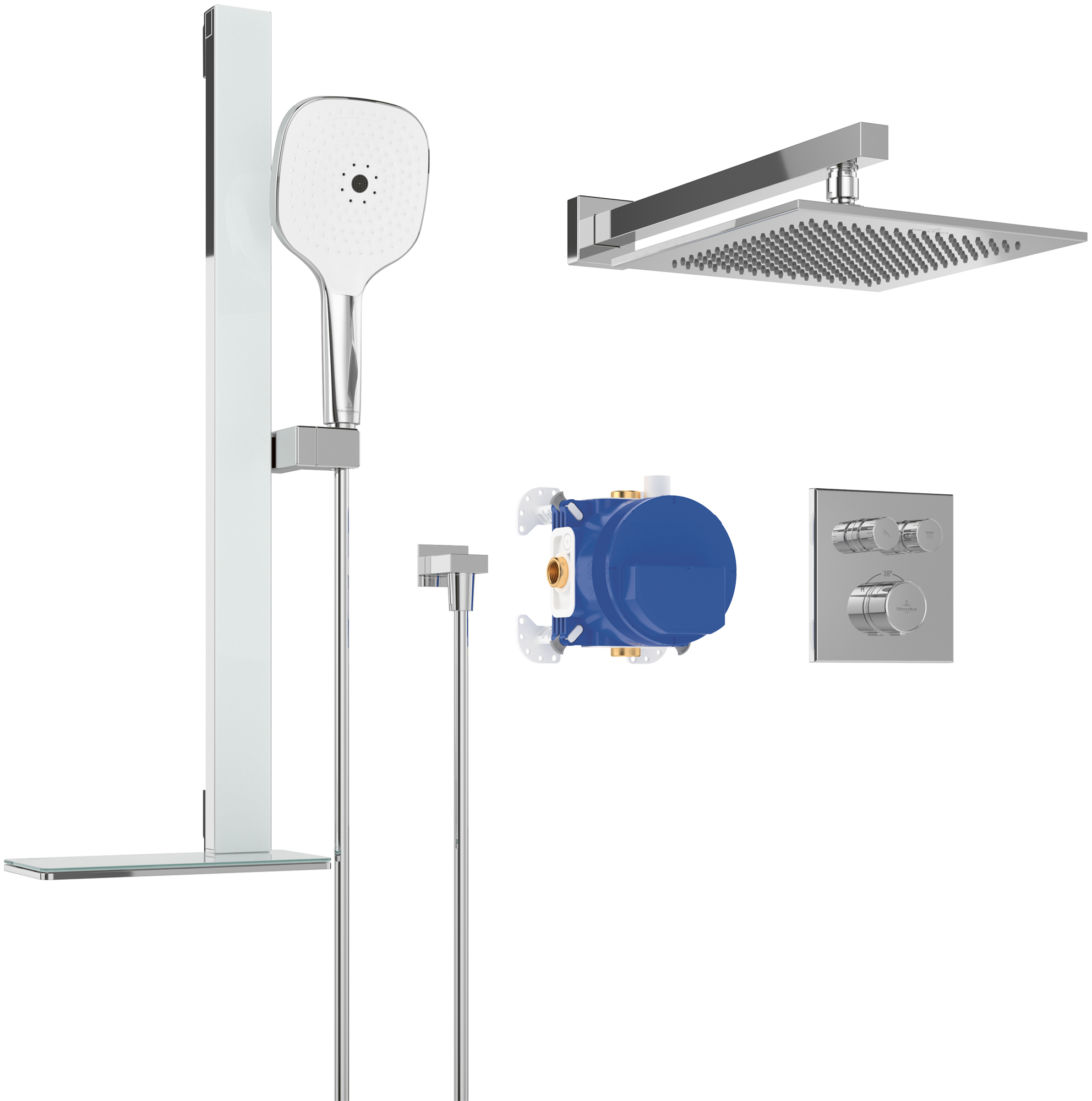 Villeroy Boch Duschsystem Universal Taps+Fittings TVZ000104000 325x586x1221mm Rund Chrom TVZ00010400061 Villeroy Boch Duschsystem Universal Taps+Fittings TVZ000104000 325x586x1221mm Rund Chrom TVZ00010400061