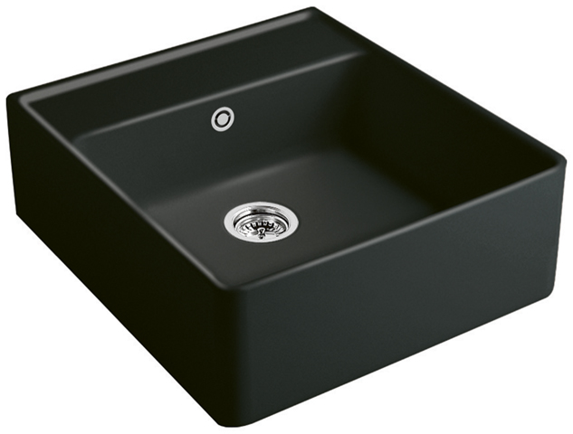 Villeroy Boch Spuelstein 595x630mm Spuelbecken m.tig aus Keramik Ebony cplus 632000S5