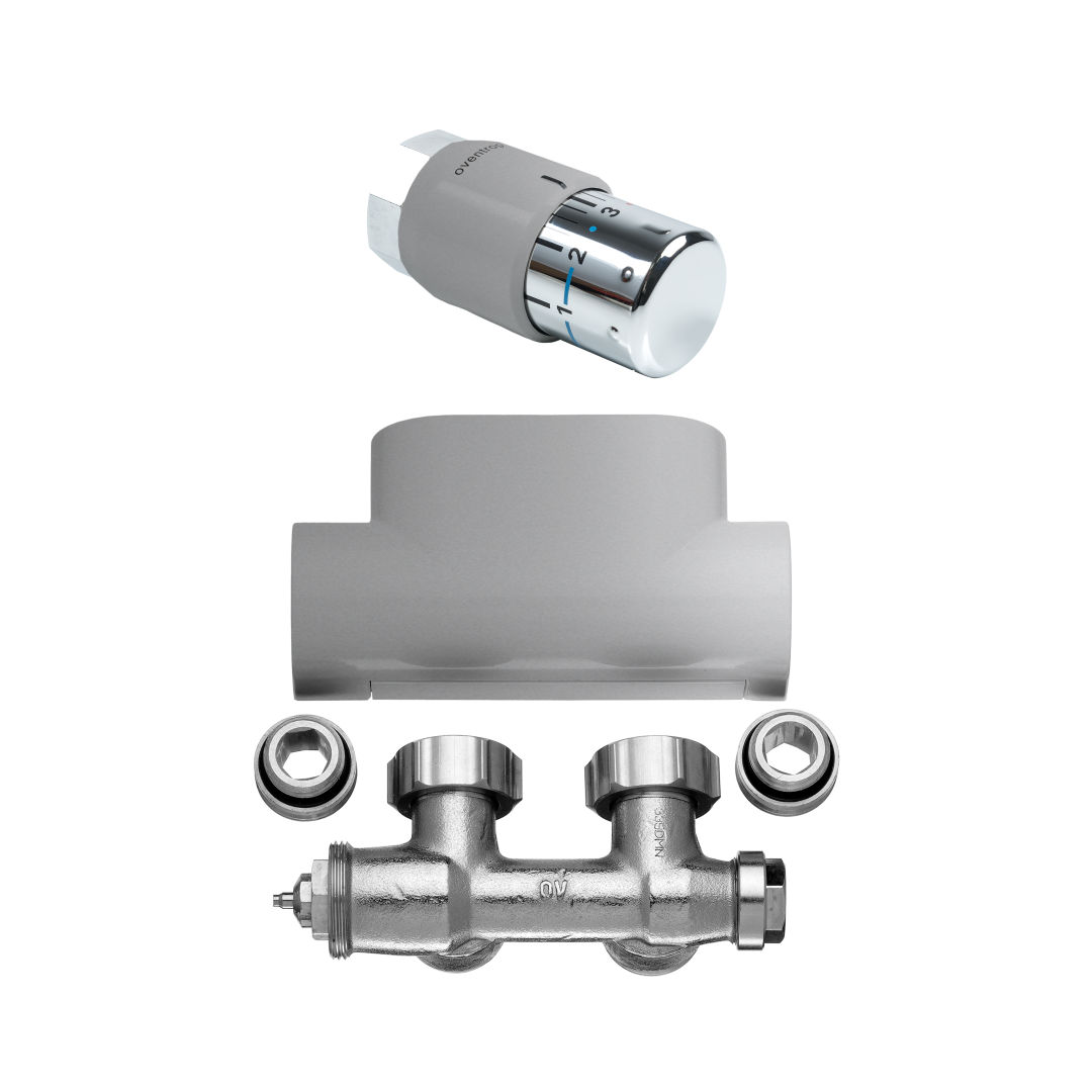 Ventilhahnblock-Kombiset Eckform in Glanzsilber Metallic ZV03090001